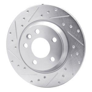 Volkswagen EuroVan Brake Rotor (1) - Rear Left - R1 Concepts - Drilled & Slotted - Silver - `01-`03